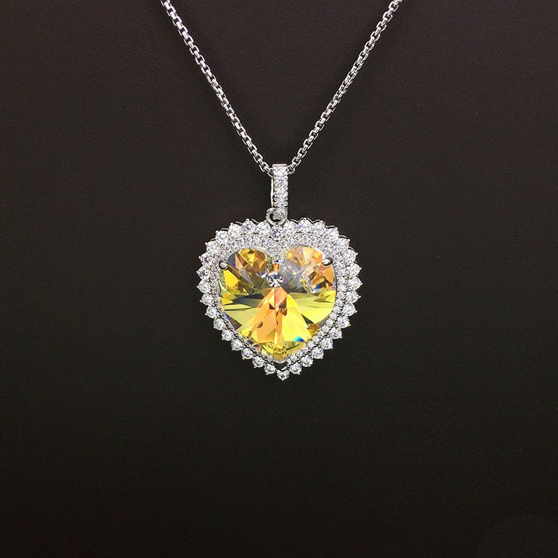 Dazzling Silver & Blue Crystal Heart Jewelry Piece for Special Occasions