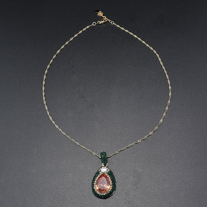 Elegant Gold Jewelry Set with Green and Orange Gemstones for Formal Galas