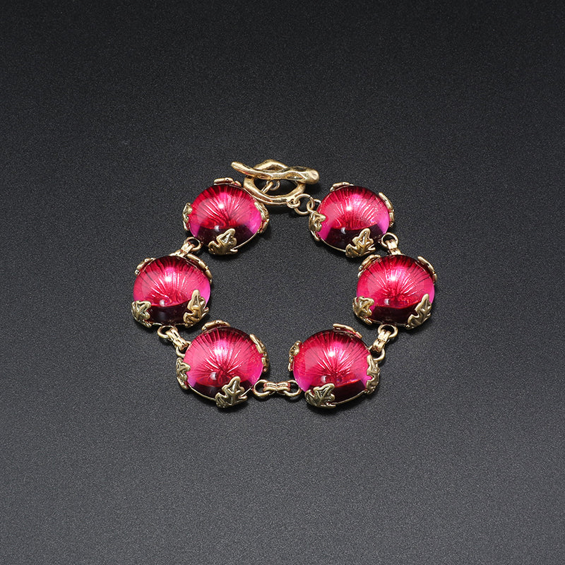 Glamorous Red Crystal Necklace, Bracelet, Earrings & Ring Set for Evening Events