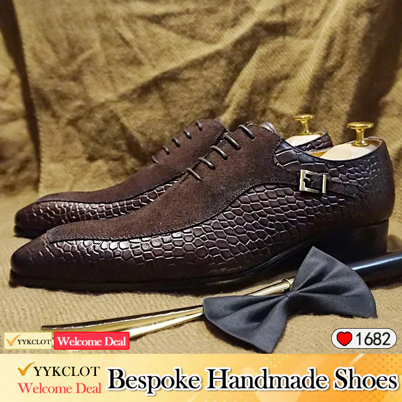 Brown luxury Italian vintage leather men's dress shoes for men derby shoes italian shoe men original mens brogue shoes