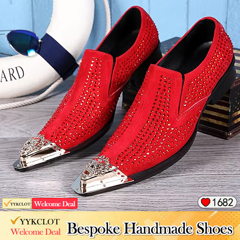 Red trend pointed Party Shoes Men's fashion dress shoes