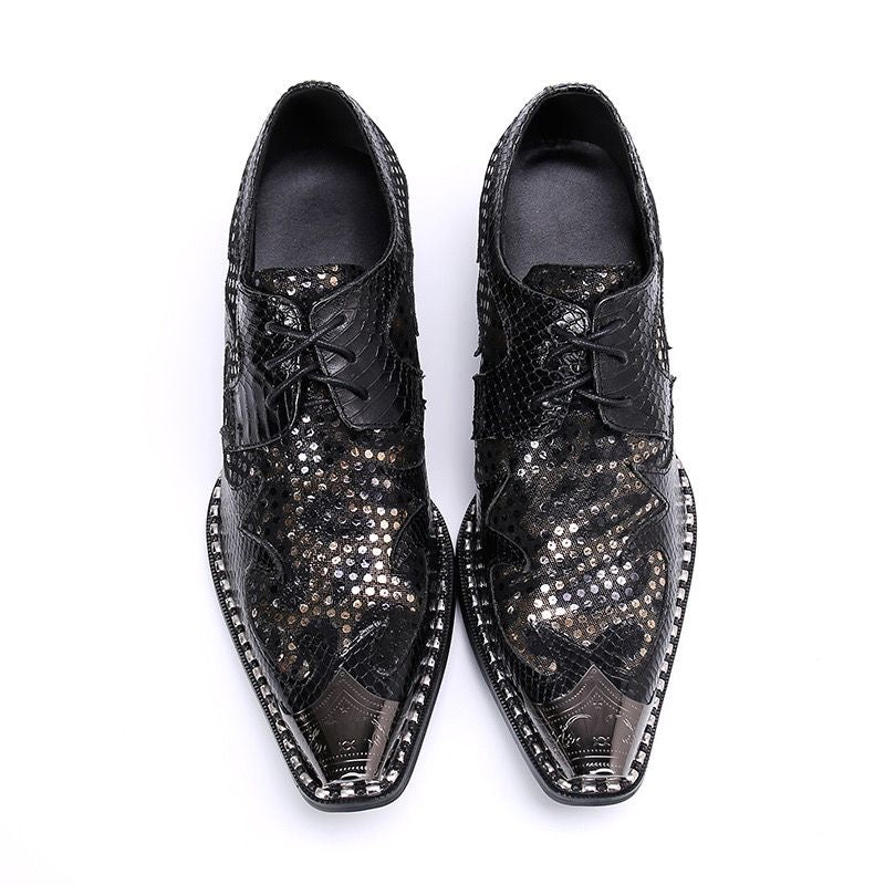 Black Serpentine design men's high-heeled party shoes