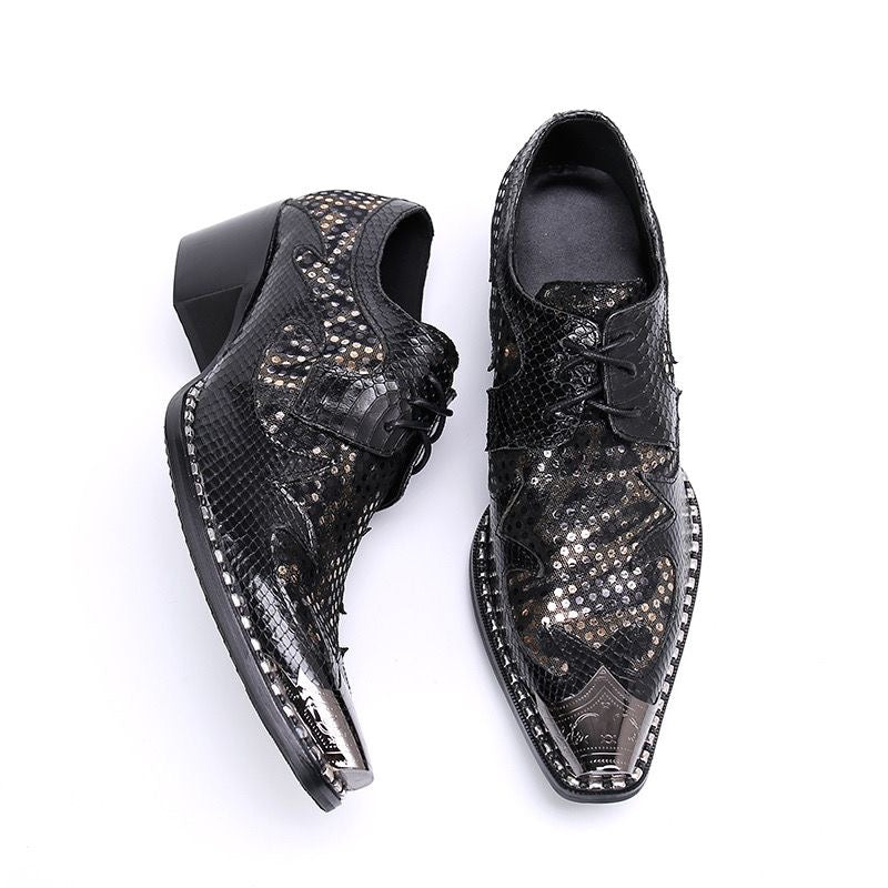 Black Serpentine design men's high-heeled party shoes