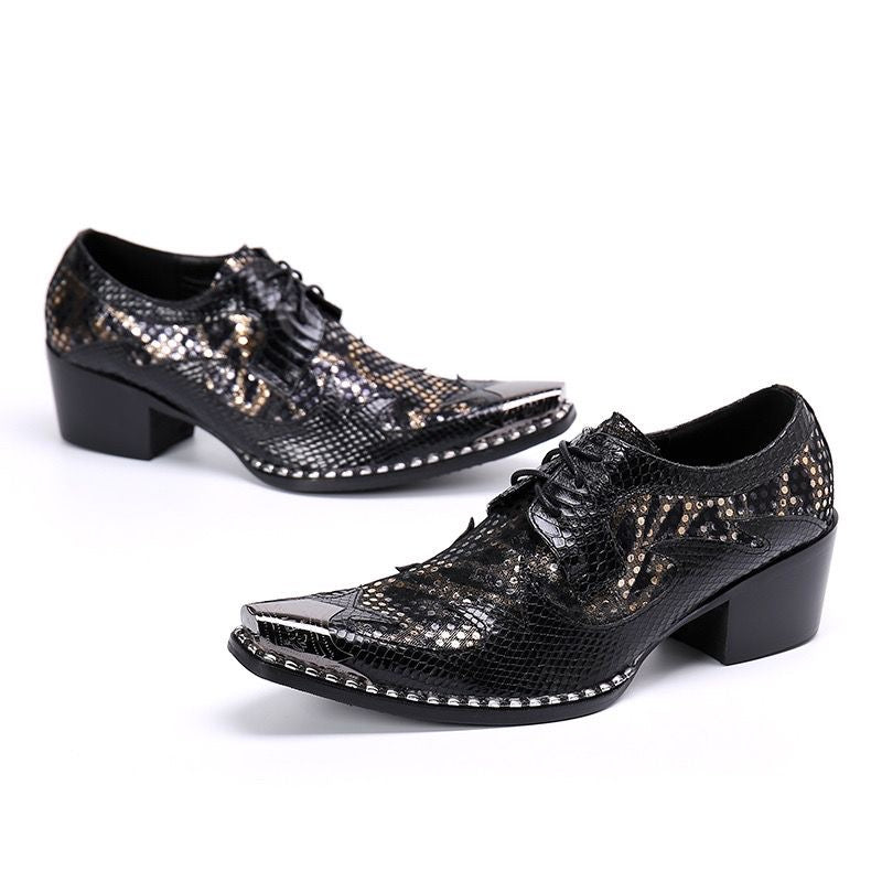 Black Serpentine design men's high-heeled party shoes