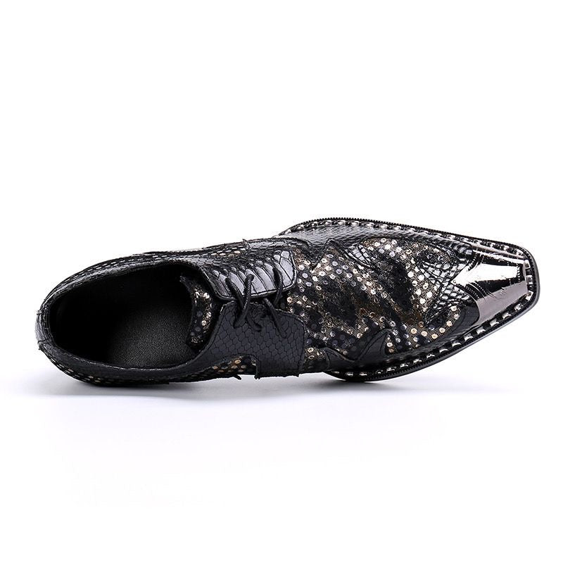 Black Serpentine design men's high-heeled party shoes