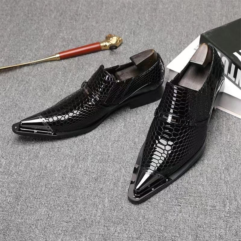 Black serpentine classic pointed leather shoes men's dress shoes