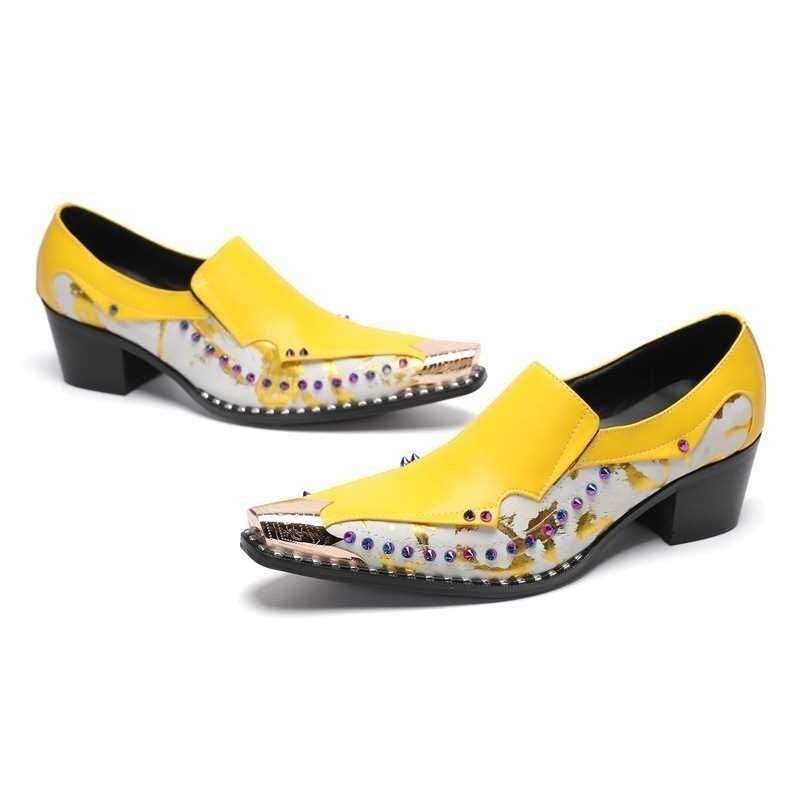 Yellow party wedding High-heeled men dress shoes