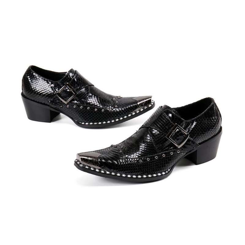 Black serpentine high-heeled dress shoes Men's fashion party shoes