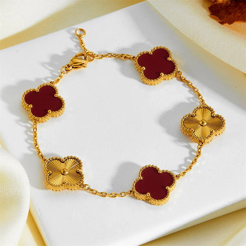 Sterling Silver Clover Laser Bracelet