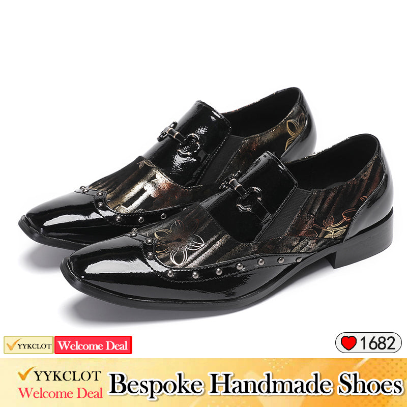 Black leather men's party shoes Party dress shoes