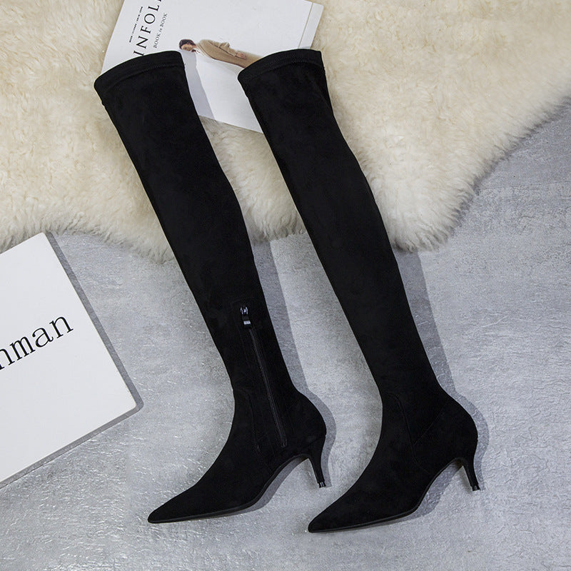 Winter Sexy Suede Pointed Over Knee Boots