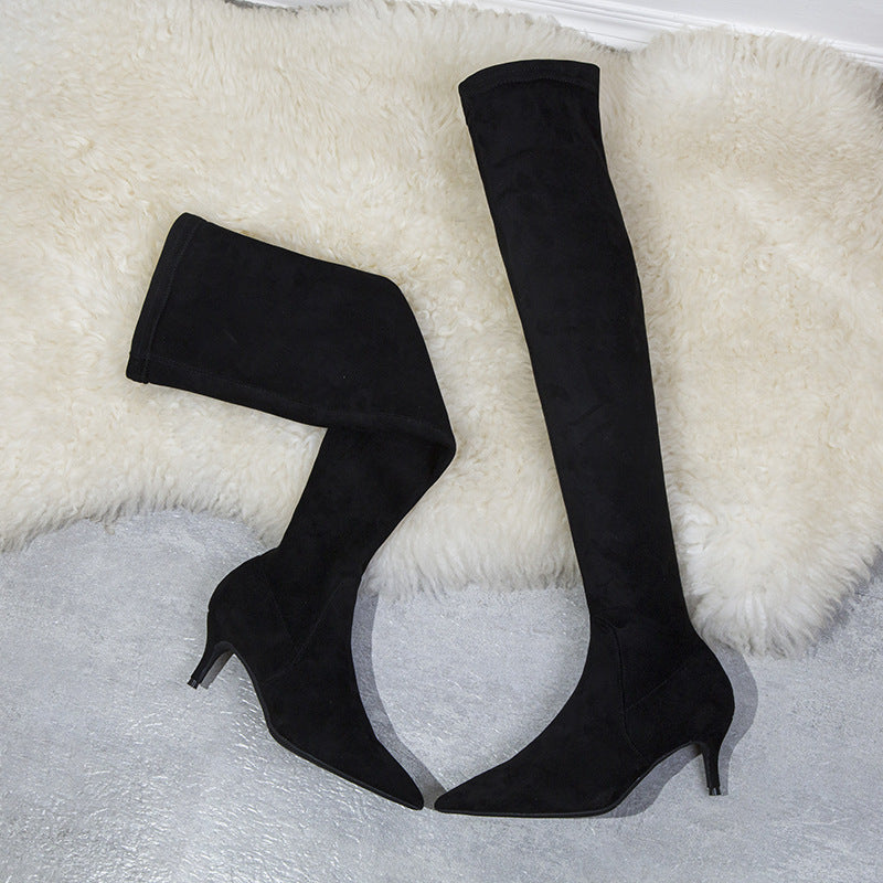 Winter Sexy Suede Pointed Over Knee Boots