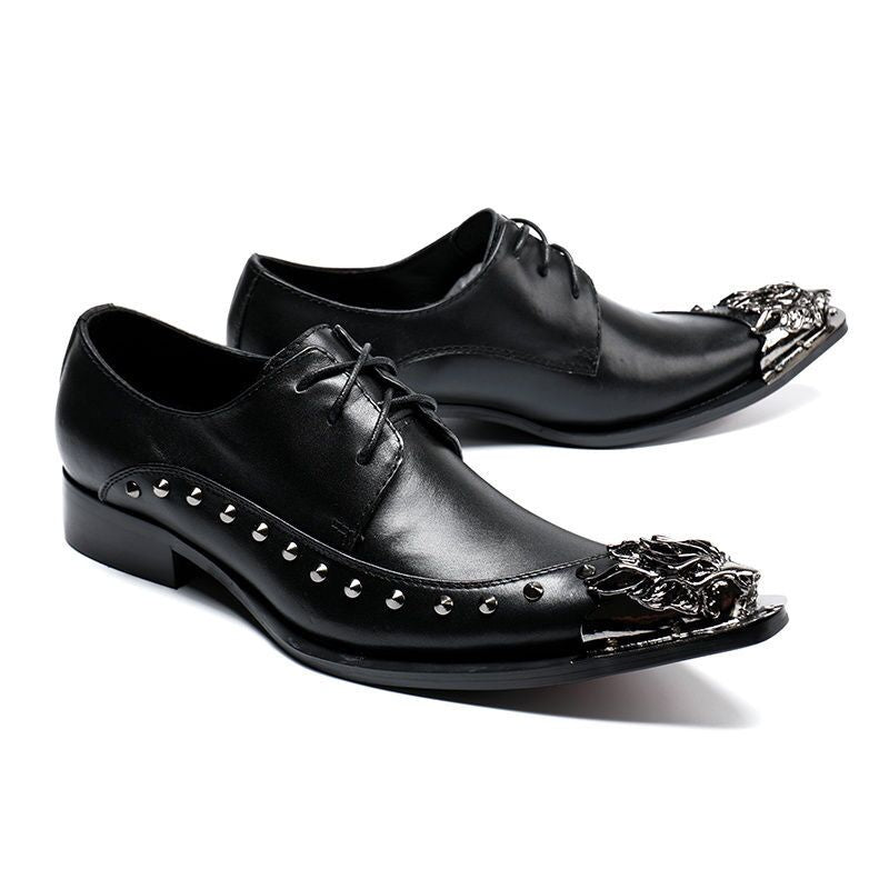 Black fashion studded dress shoes Men's party shoes