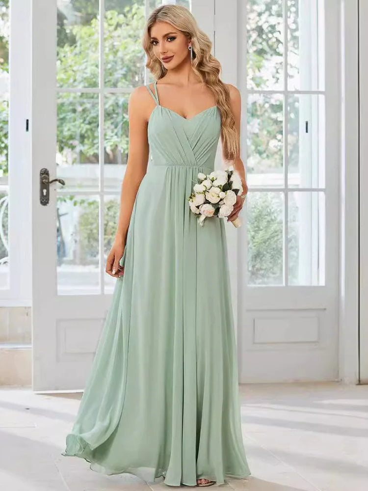 Fashionable and elegant chiffon backless evening gown