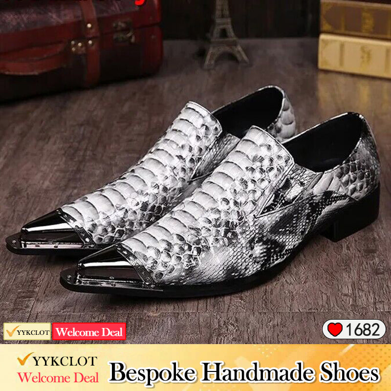 White classic patent leather dress shoes Pointed leather shoes for men