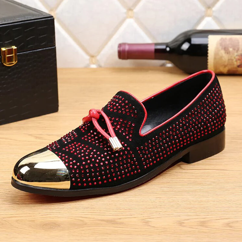 Black brick inlaid bow tie men's dress shoes