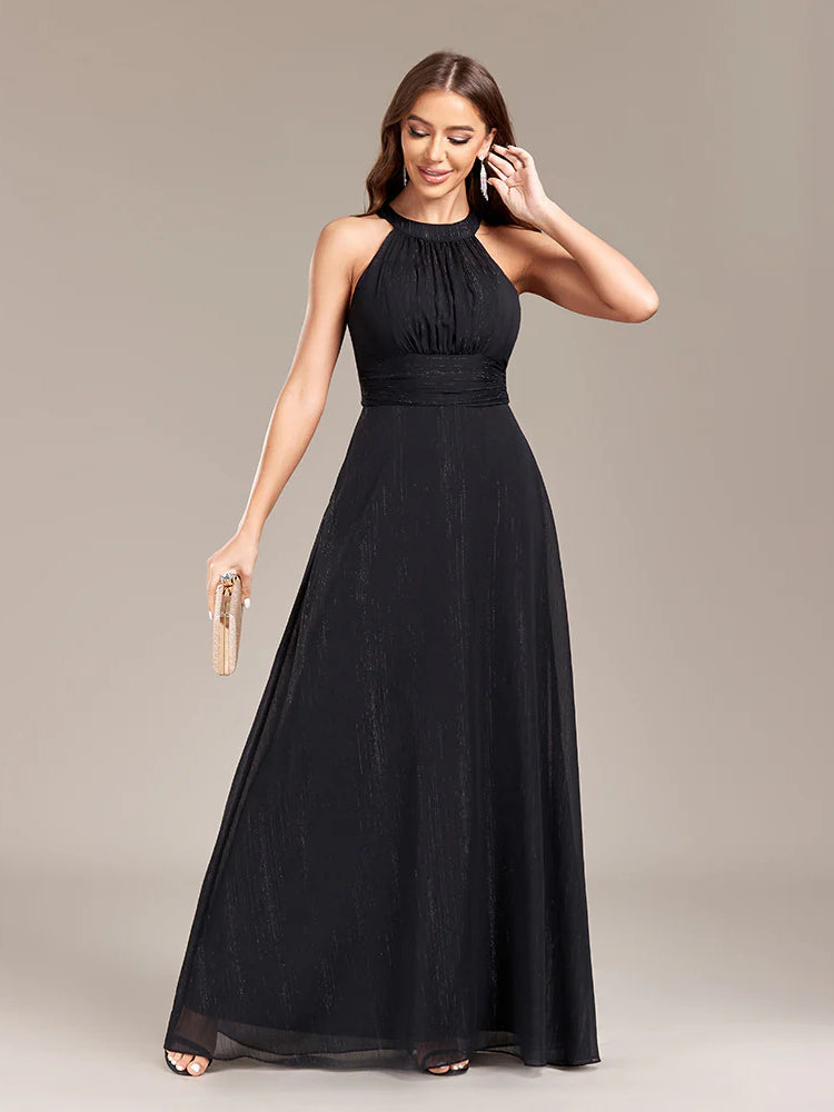 Fashion neck halter party evening dress