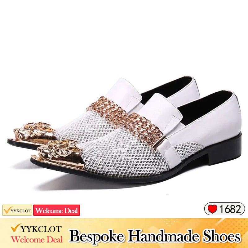 White classic fancy dress shoes Men's wedding party shoes