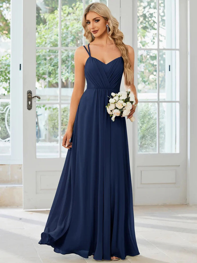 Fashionable and elegant chiffon backless evening gown