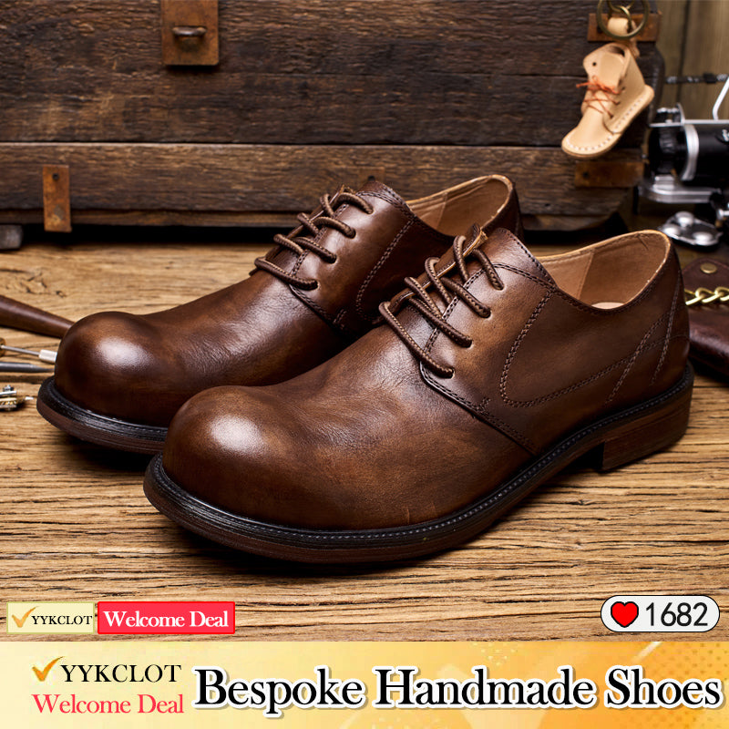 Brown lace-up antique Loafers men's fashion casual shoes