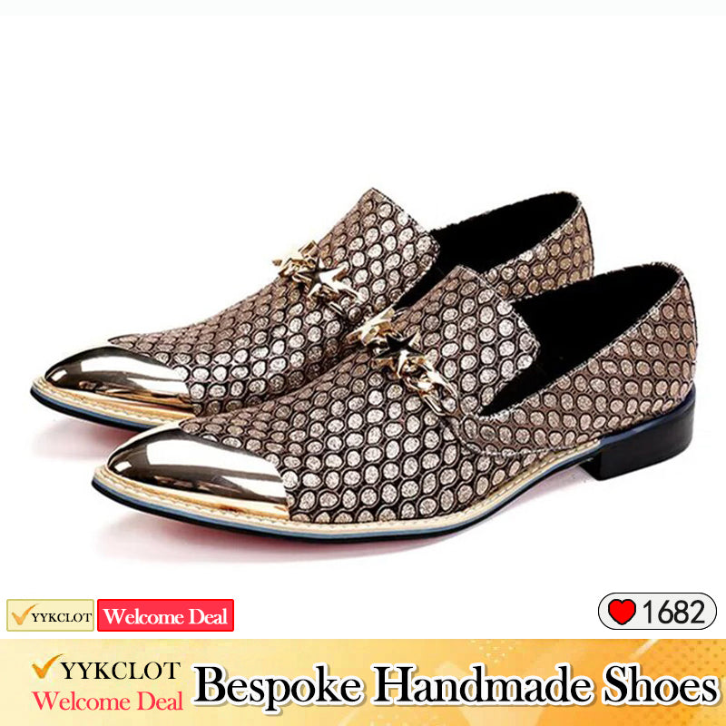 Gold casual pointed Men's dress shoes  sequin wedding shoes