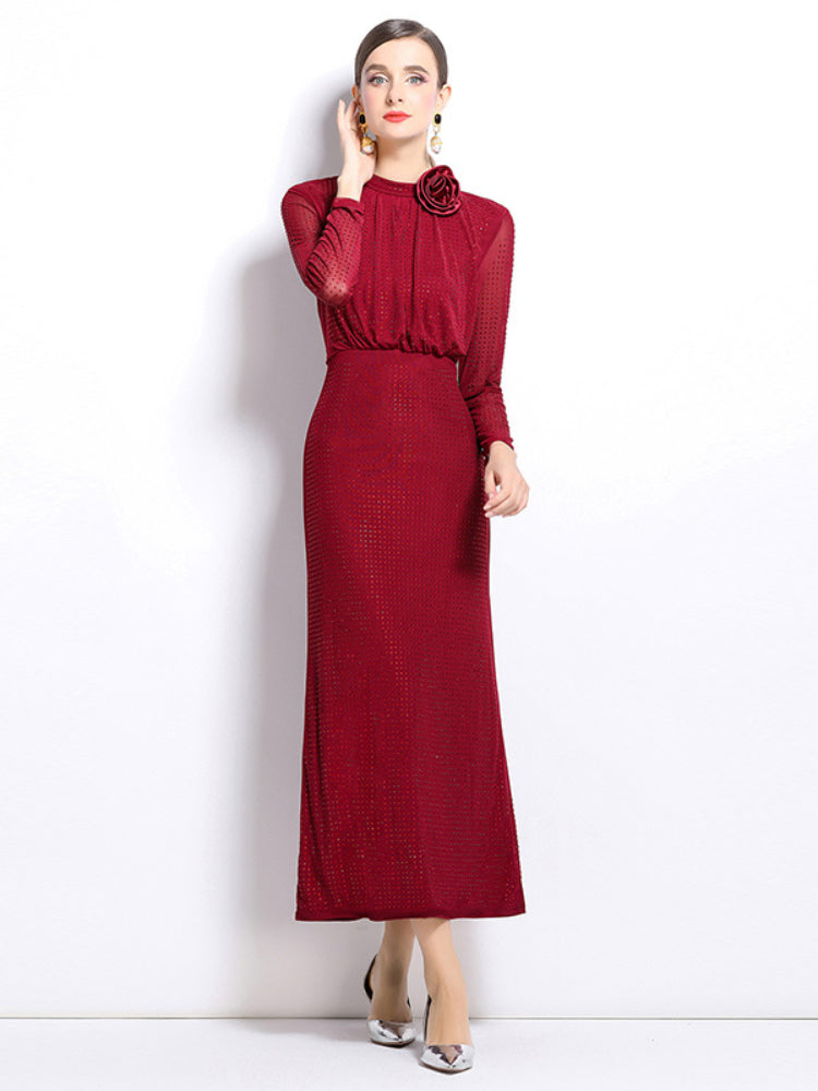 Red Hot Diamond Long Sleeve Dress