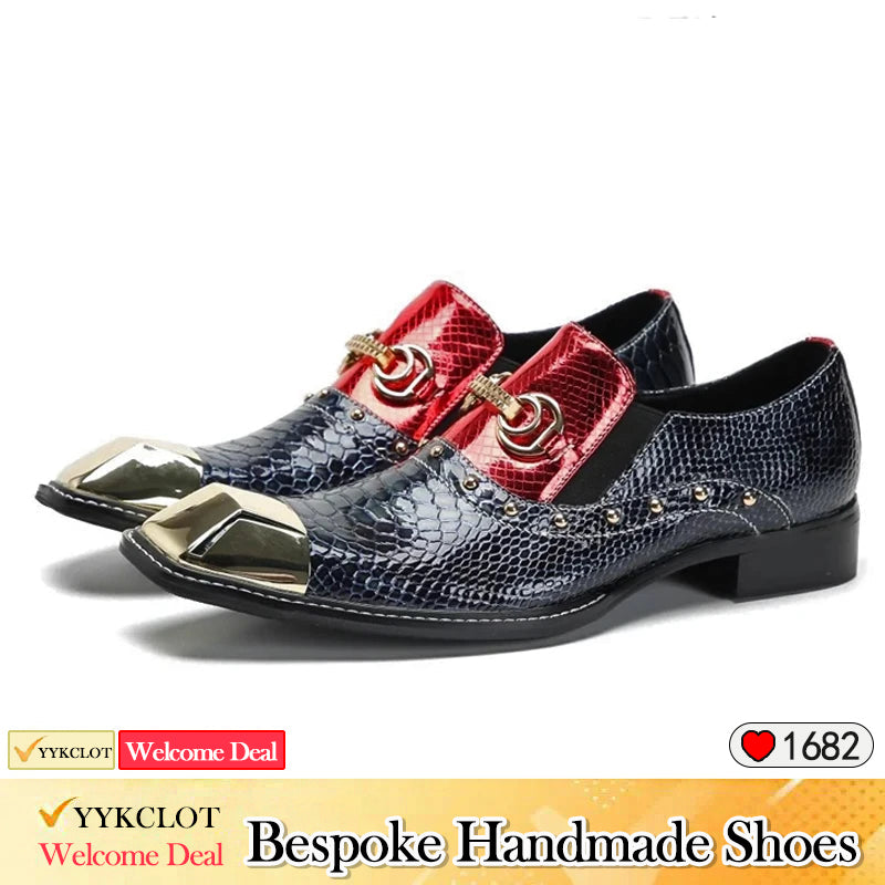 Red fashion serpentine dress shoes Men's business dress shoes