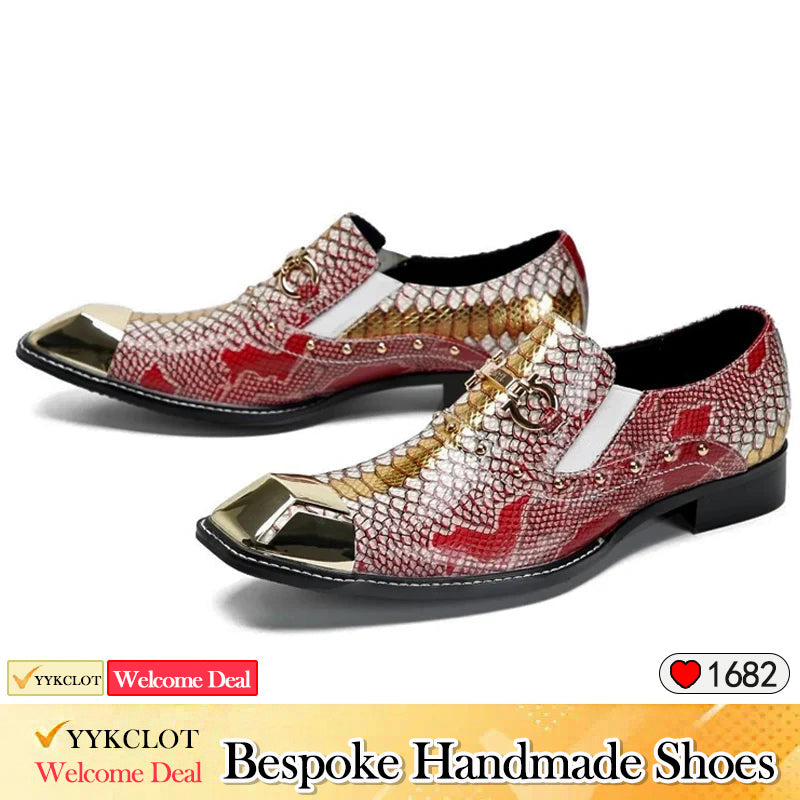 Red fashion serpentine dress shoes Men's business dress shoes