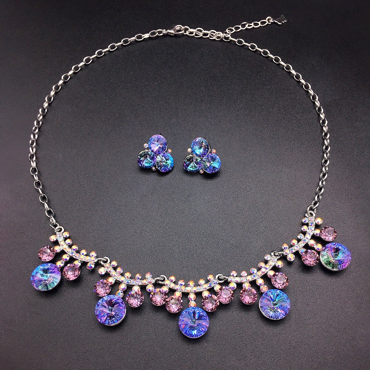Luxury Aquamarine Blue Teardrop Crystal Necklace – Elegant Evening Jewelry