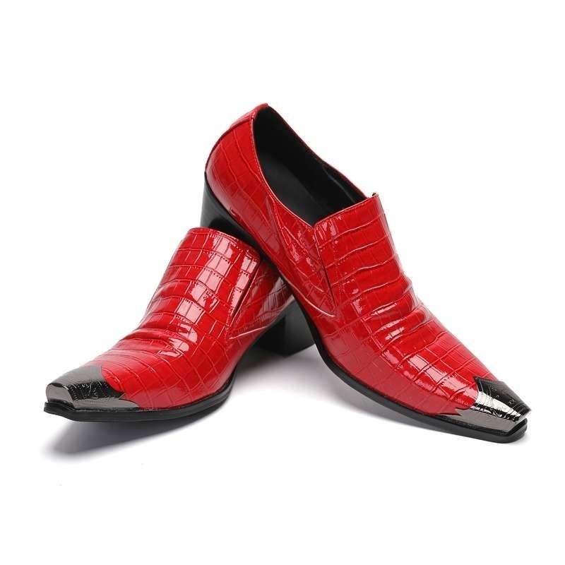 Red high-heeled minimalist men's party dress shoes