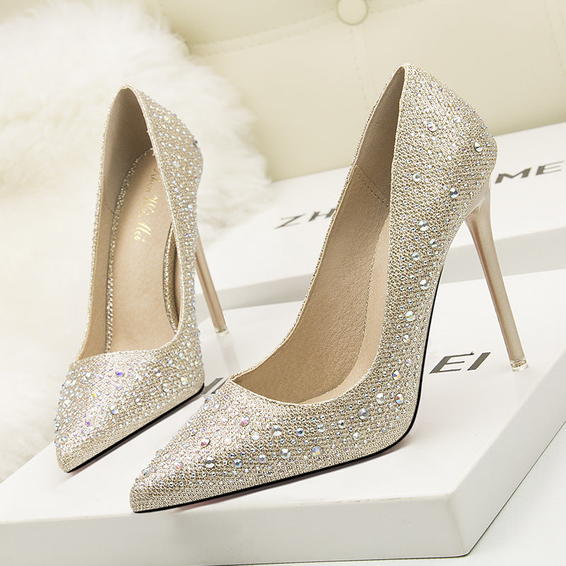 Fashion Pointed Diamond Wedding High Heels