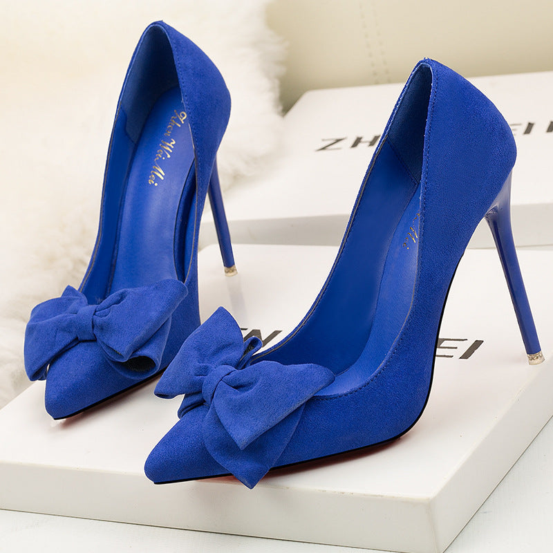 Stylish and sexy suede bow heels