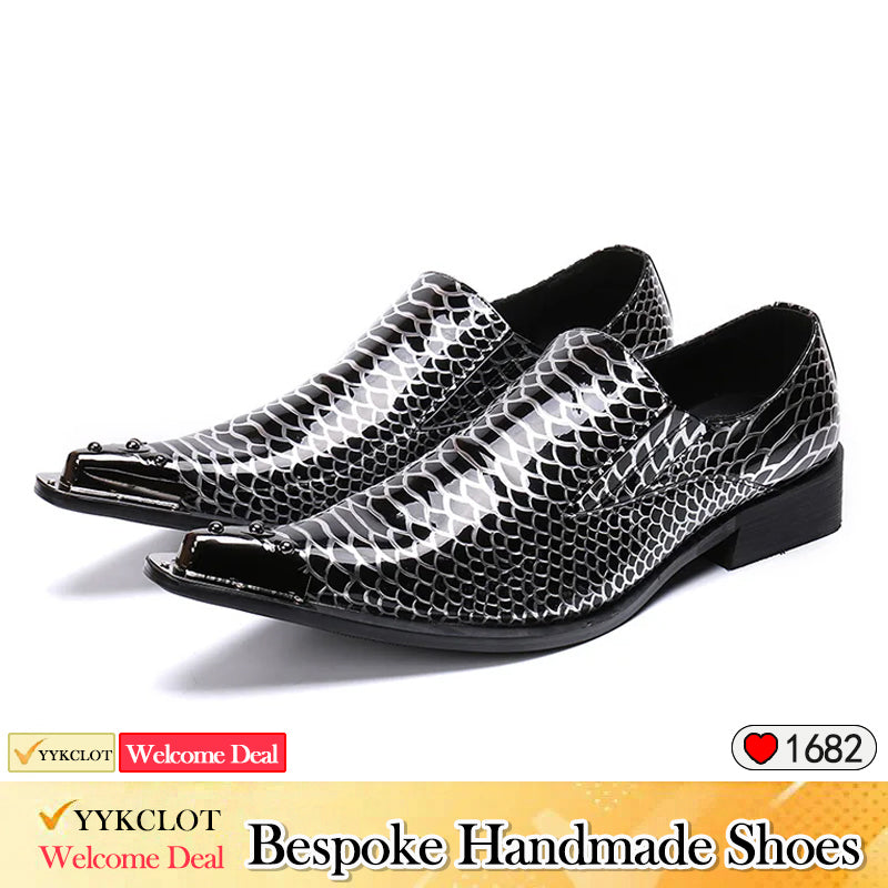 Black fashion snake design dress shoes Leather dress shoes for men