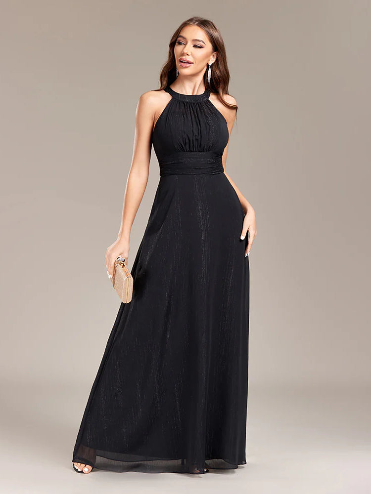 Fashion neck halter party evening dress