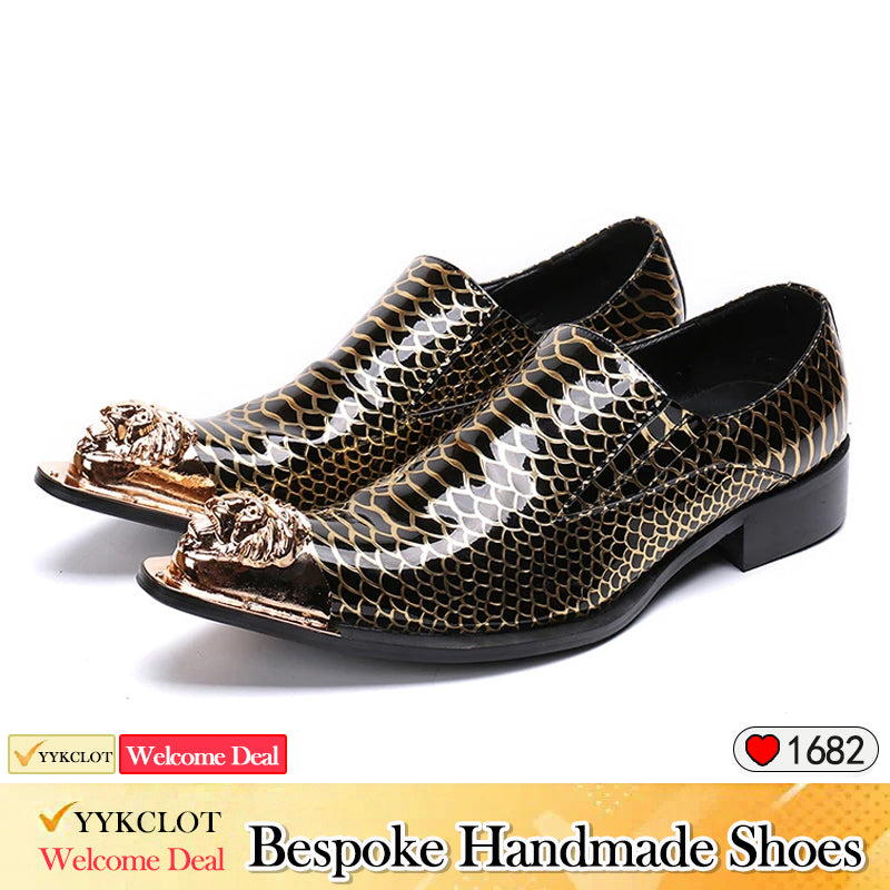 Black fashion snake design dress shoes Leather dress shoes for men