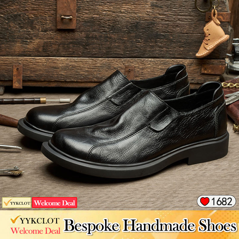 Brown genuine leather business casual shoes