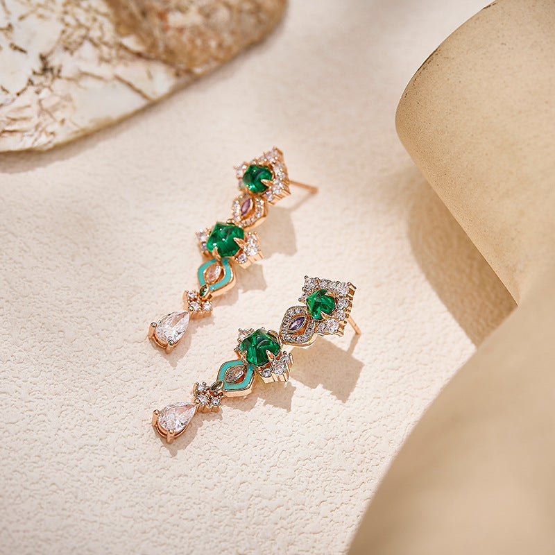 Boucles d'oreilles françaises rétro en émail plaqué or