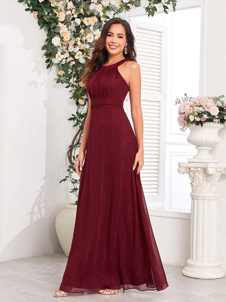 Fashion neck halter party evening dress