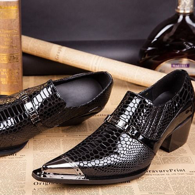 Black fashion high-heeled Business men dress shoes