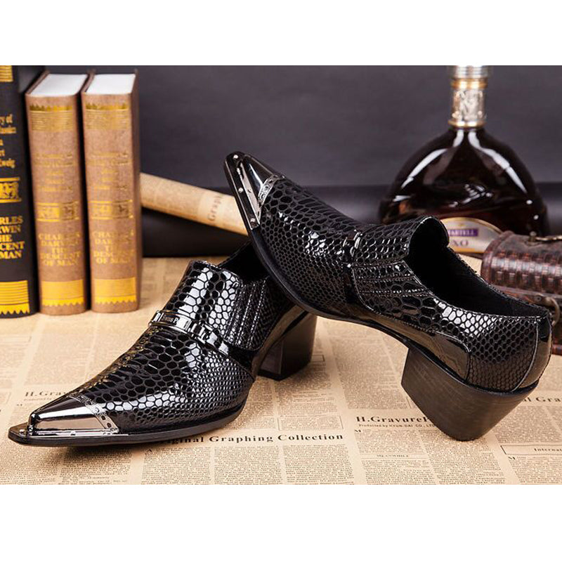 Black fashion high-heeled Business men dress shoes