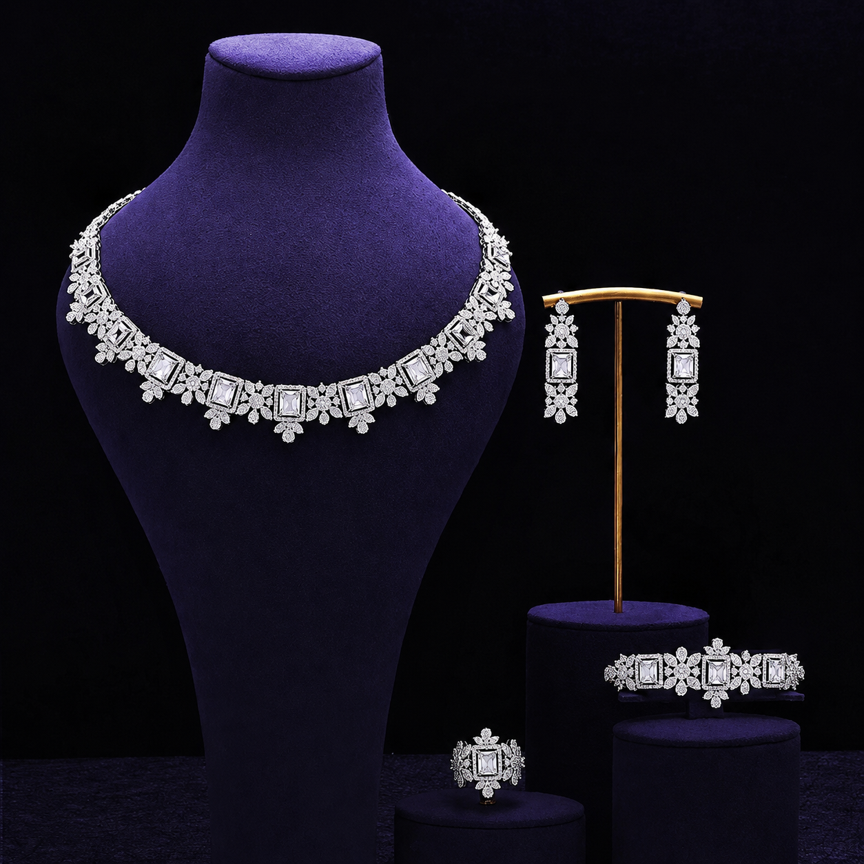 Luxury Amethyst Crystal Statement Jewelry Set for Evening Wear
