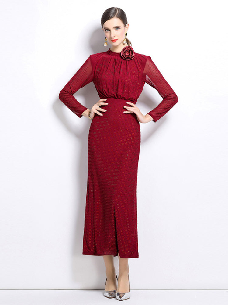 Red Hot Diamond Long Sleeve Dress