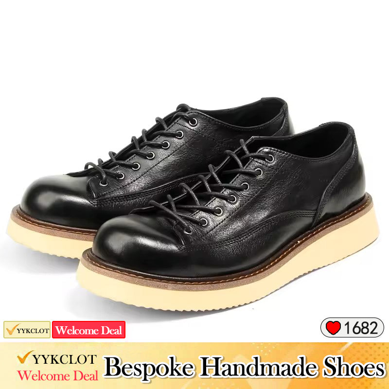 Fashionable leather flat bottomed men's casual shoes