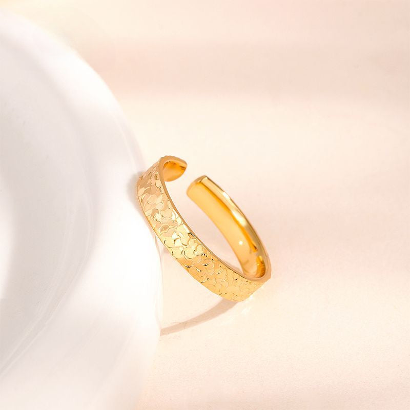S925 Sterling Silver Crushed Ice Opening Ring