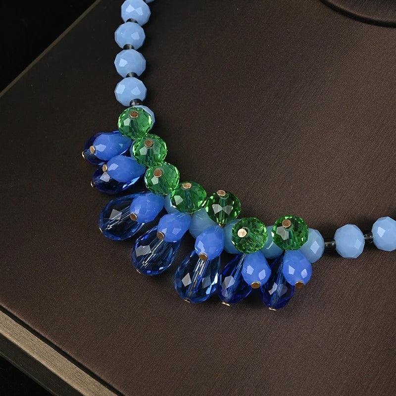 Vintage simple glazed blue pearl necklace