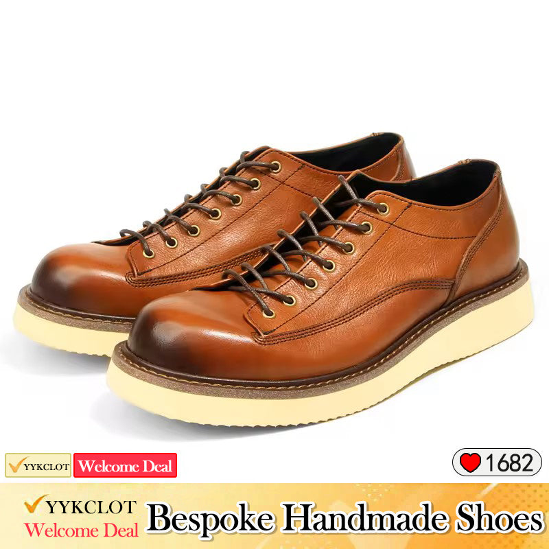 Fashionable leather flat bottomed men's casual shoes