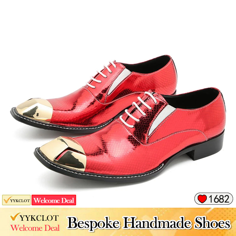 Red casual leather party shoes Men's fashion dress shoes