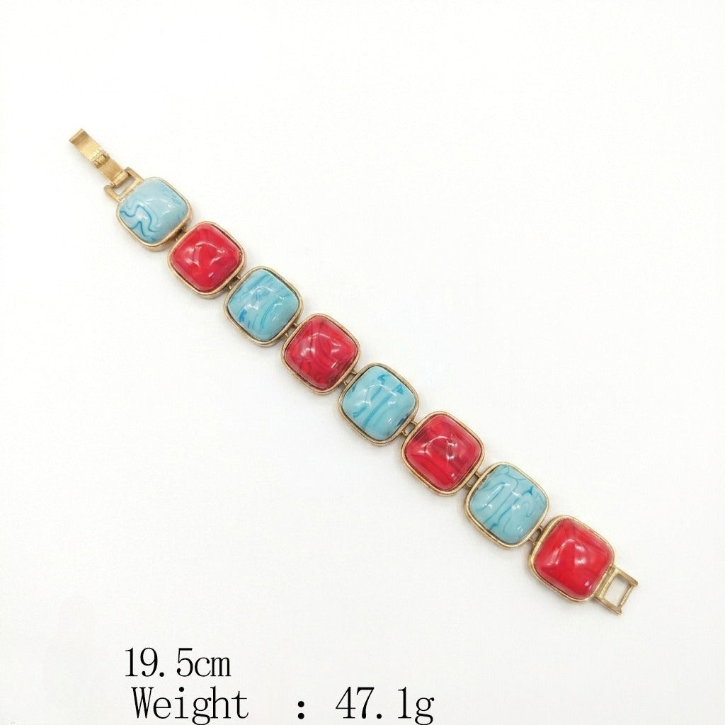 Dopamine beaded necklace new summer collarbone chain color fashion jewelry bracelet stud earrings