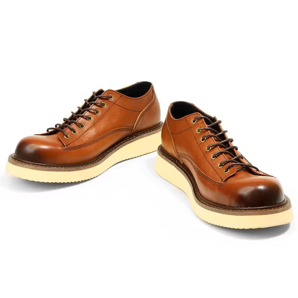 Fashionable leather flat bottomed men's casual shoes