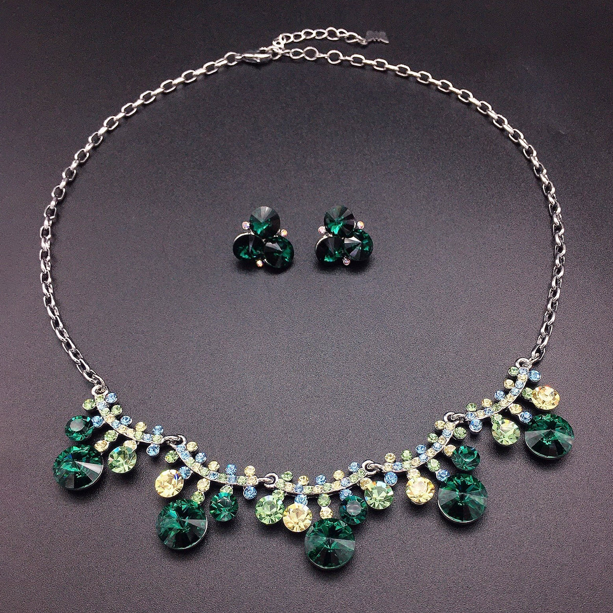 Luxury Aquamarine Blue Teardrop Crystal Necklace – Elegant Evening Jewelry